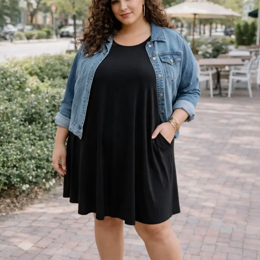 Lane Bryant Sleeveless Swing Dress – Black – Size 26 - Picture 3 of 7